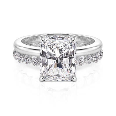 Jeulia Hidden Halo Princess Cut Engagement Ring Set