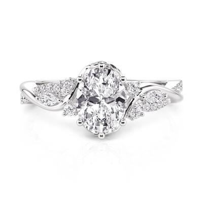 Jeulia Leaf Oval Cut Infinity Engagment Ring Sterling Silver