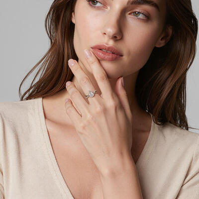 "Falling Slowly" 1.5ct Pear Cut Side Stone Engagement Ring