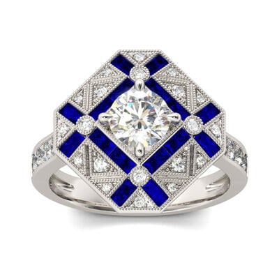 Jeulia Vintage Octagon Round Cut Sterling Silver Ring