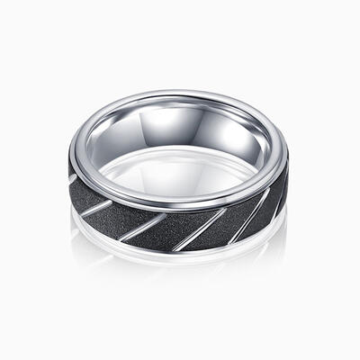 "Midnight Whisper" 8mm Tungsten Carbide Men's Wedding Ring