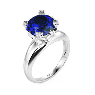 Jeulia Crown Sapphire Solitaire Engagement Ring