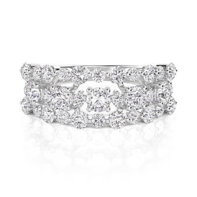 Jeulia Olivetta Round Cut Three Row Eternity Ring Sterling Silver