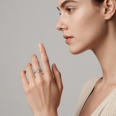 "Forever More" Round Cut Sculptural 2pcs Bridal Set