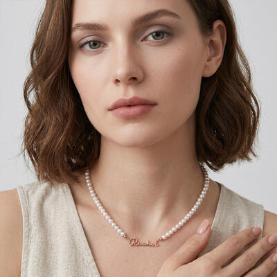 "Notes of Endearment" 5.5-6.0mm Freshwater Pearl Personalized Necklace
