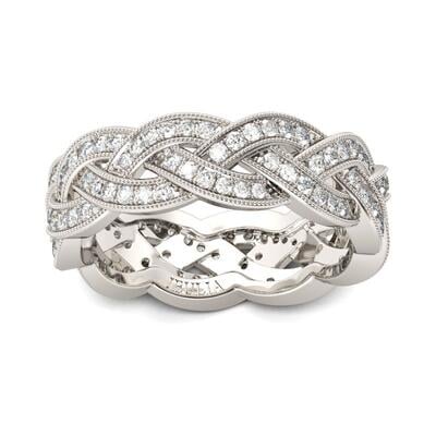 Jeulia Interwoven Round Cut Sterling Silver Women's Band