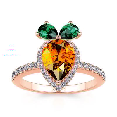 Jeulia Anillo de zanahoria con corte pera para mujer de plata de ley