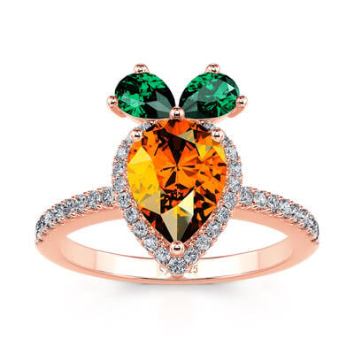 Jeulia "Eat It Up" Carrot Pear Cut Sterling Silver Ring