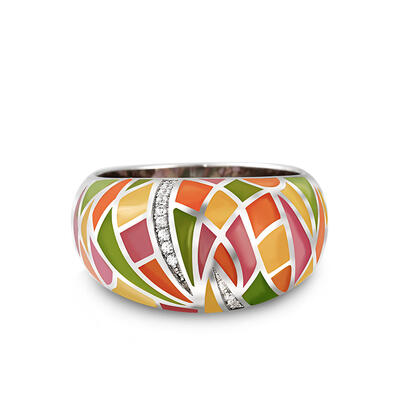 Jeulia "Sunlight" Enamel Sterling Silver Women's Band