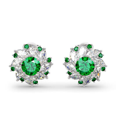 Jeulia Halo Round Cut Sterling Silver Stud Earrings