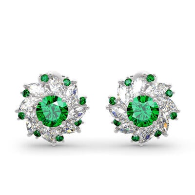 Jeulia Halo Round Cut Sterling Silver Stud Earrings