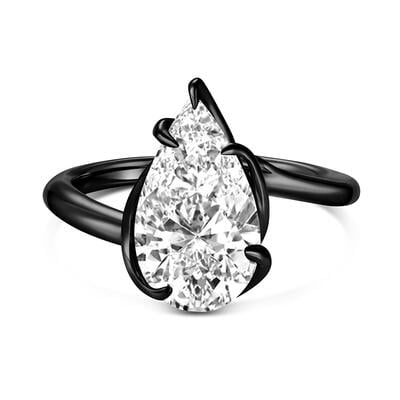 Jeulia "Endless Brilliance" Pear Cut Black Tone Sterling Silver Ring