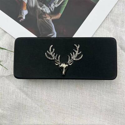 Elk Antlers Black Glasses Case