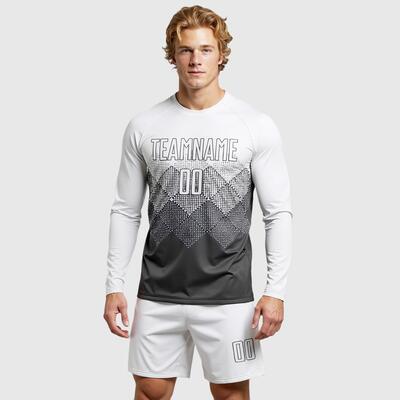 Custom Soccer Jersey Long Sleeve Gradient Square Shape Sublimation for College Soccer Games