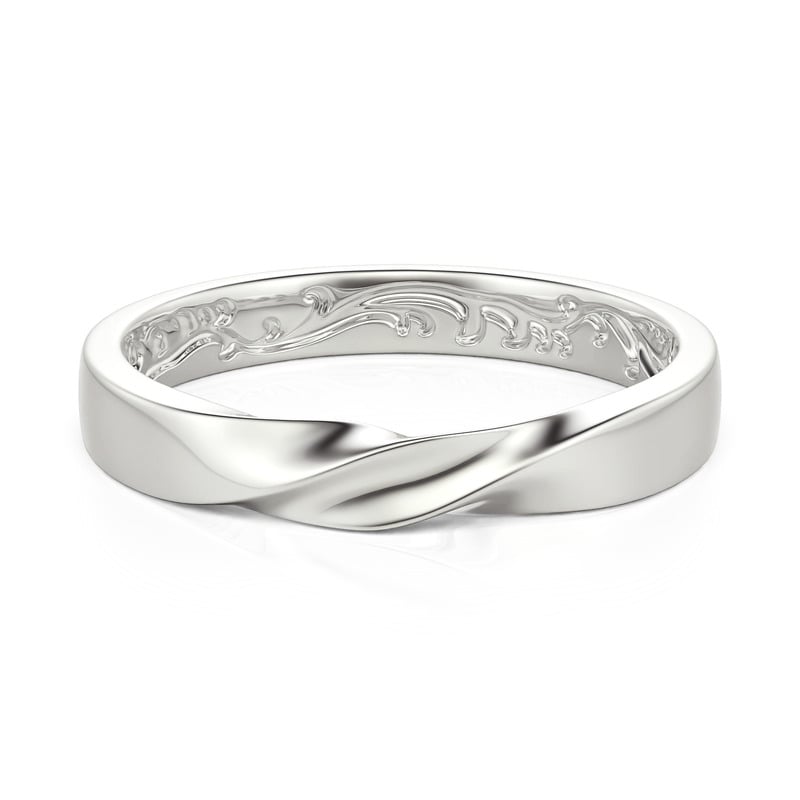 Jeulia Twisted Engraved Vine Silver Wedding Band for Men