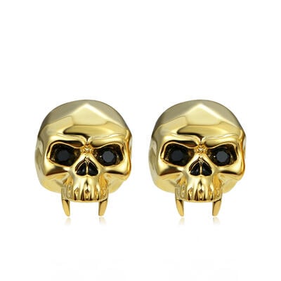 Jeulia "Dark Phantom" Skull Design Sterling Silver Stud Earrings
