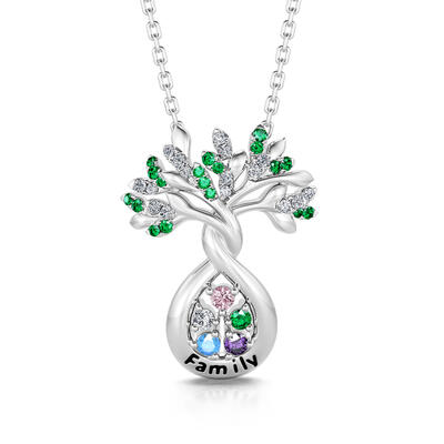 Jeulia Family Tree Sterling Silver Personalized Necklace