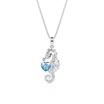 Jeulia Hug Me Custom Heart Birthstone Seahorse Necklace