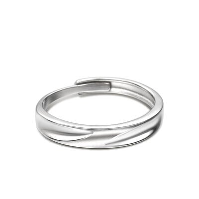 Jeulia "Love Never Fails" Simple Matte Adjustable Sterling Silver Men's Band