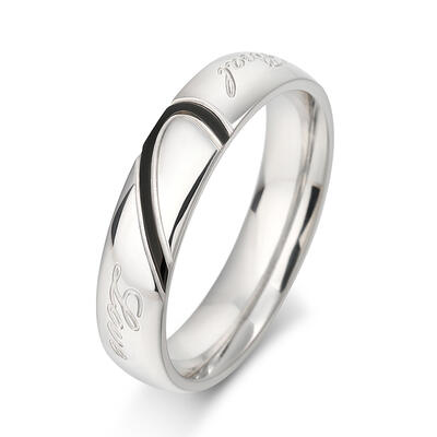 Jeulia Two Tone Heart Titanium Steel Men's Band