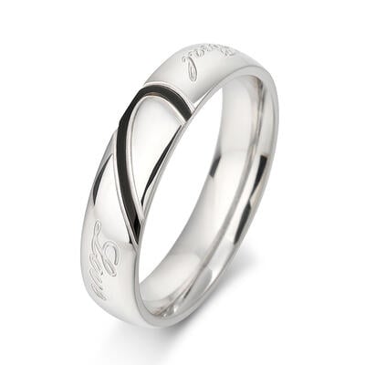 Jeulia Two Tone Heart Titanium Steel Men's Band