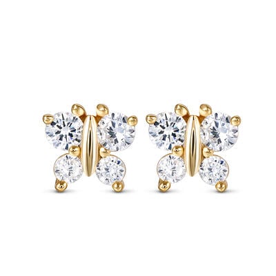 Jeulia "Fluttering Butterfly" Sterling Silver Children's Earrings