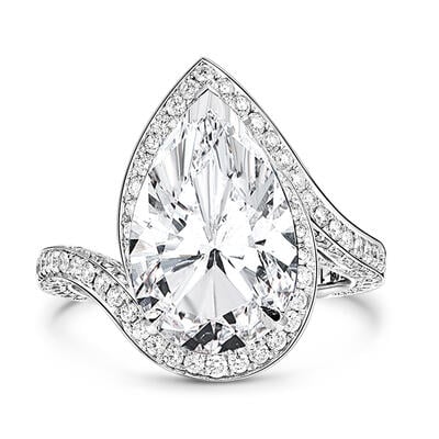 Jeulia "Intertwining" Pear Cut Halo Sterling Silver Ring