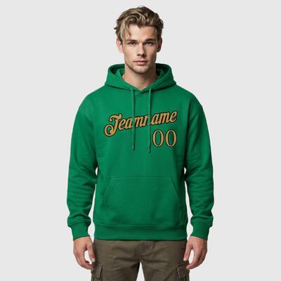 Custom Stitched Kelly Green Sports Pullover Hoodie Cozy Soft Fabric Custom Team Name & Number