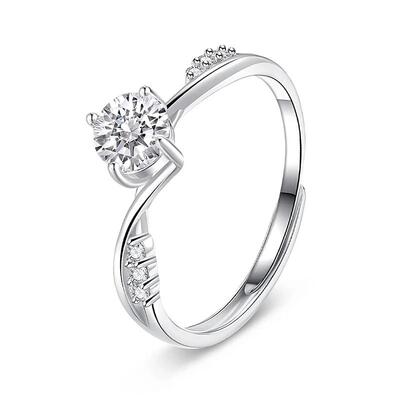 Jeulia Twist Round Cut Sterling Silver Adjustable Ring