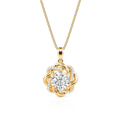 Jeulia Collier Noeud d'Amour Plaqué Or Jaune en Argent Sterling pour Femme