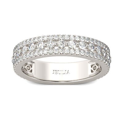 Jeulia Classic Round Cut Sterling Silver Women's Band