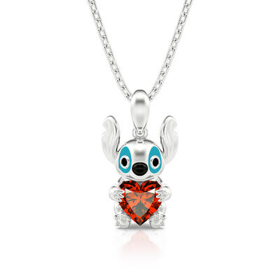 Jeulia Hug Me "Little Monster" Heart Cut Sterling Silver Necklace