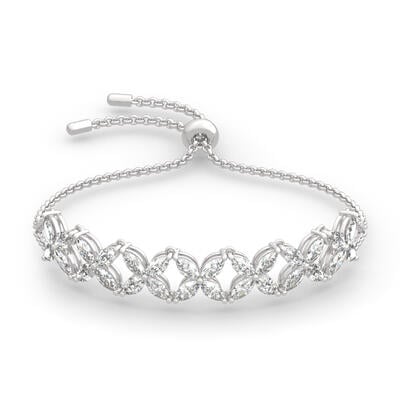 Jeulia "Gorgeous Beauty" Marquise Cut Sterling Silver Bracelet