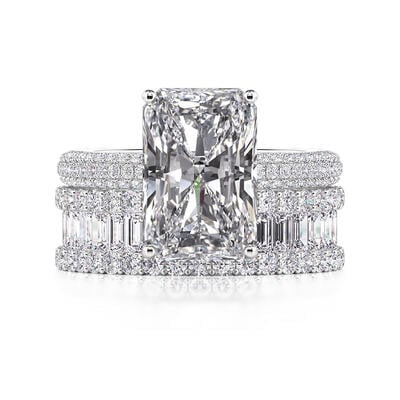 Jeulia Luxury Radiant Cut Wedding Ring Set Sterling Silver