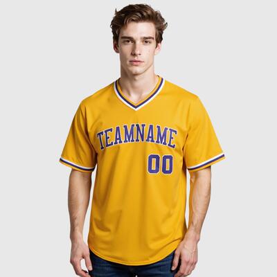 Custom Gold Baseball Jersey with Personalized Number and Team Logo for Game Day Ready