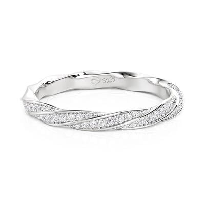 Jeulia Unique Wave Pattern Eternity Wedding Band for Women