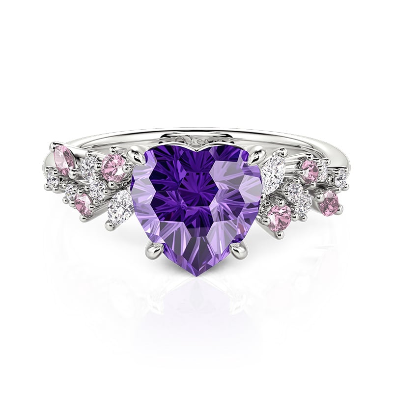 Jeulia Olivetta Purple Firework Cut Heart Cluster Engagement Ring