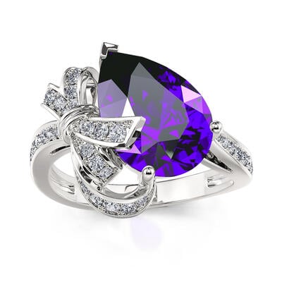 Jeulia Bowknot Pear Cut Sterling Silver Ring