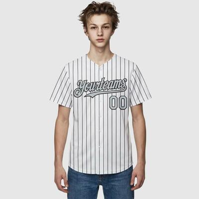野球 T シャツ グレー ピンストライプ 名前 チーム名 ロゴ 番号入り パーソナライズ対応 ユニセックス