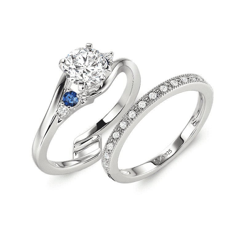 Jeulia Interlocking Twist Round Cut Bridal Ring Set 2PCS