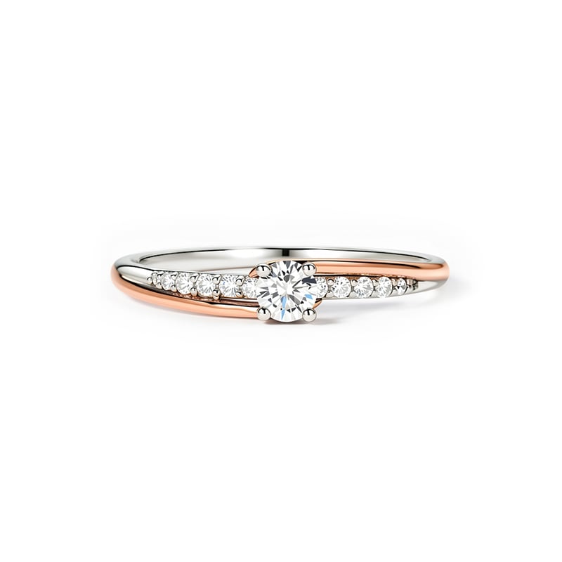 Jeulia Two Tone Promise Ring Sterling Silver