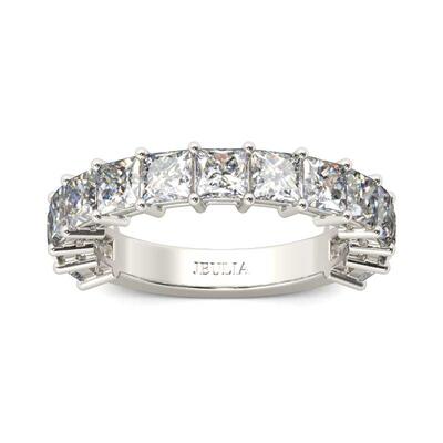 Jeulia Bar Setting Princess Cut Sterling Silver Women's Band
