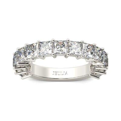 Jeulia Bar Setting Princess Cut Sterling Silver Women's Band