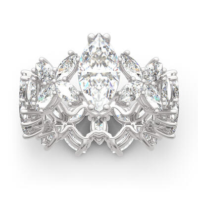 Jeulia Flower Marquise Cut Sterling Silver Ring