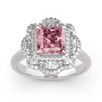 Jeulia Floral Radiant Cut Sterling Silver Ring