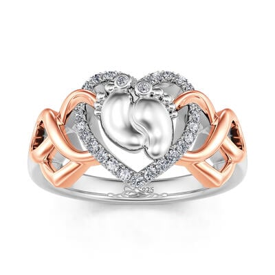 Jeulia "Baby's Footprints" Infinite Heart Sterling Silver Women's Band