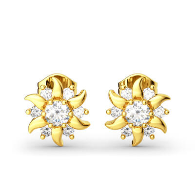 Jeulia Sunflower Sterling Silver Stud Earrings