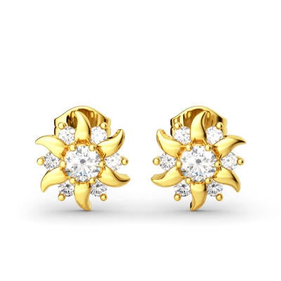 Jeulia Sunflower Sterling Silver Stud Earrings