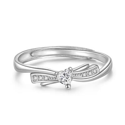 Jeulia Women's Knot Heart Wedding Band Adjustable