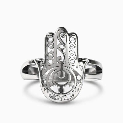 Jeulia "Jali Hamsa" Hand Sterling Silver Ring